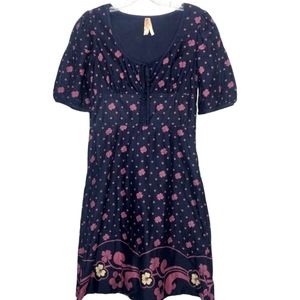 Anthropologie Maeve Dark Blue Floral Dress